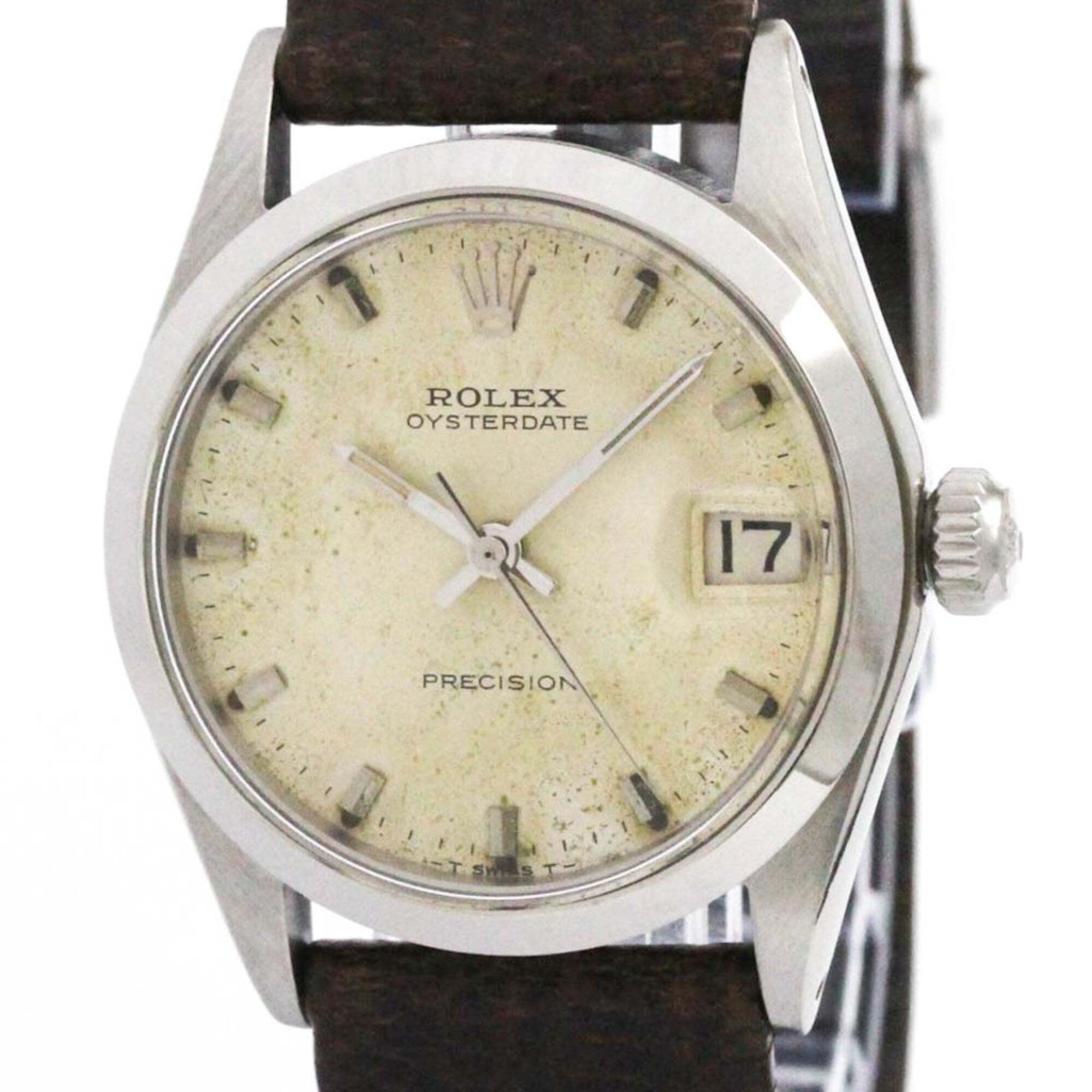 Rolex Oyster Date Precision 6466 Steel HandWinding Mid Size Watch Vintage